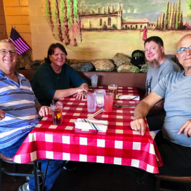 Of Course You Got to Eat.
Bob, Ruth, their son PJ, and Rouel